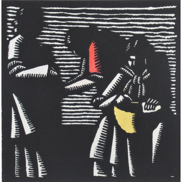 This artwork titled "Peasant Women" from the suite "Mexicana" c.1950 in an original woodcut with hand coloring on wove...