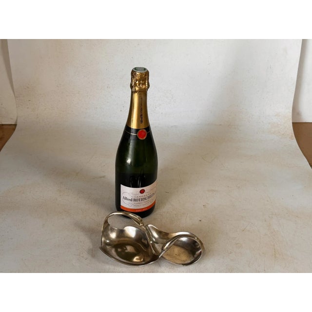 Vide Poche Soap Holder Swans Sculpture Shaped, in Silvered Metal Italy, 1970's