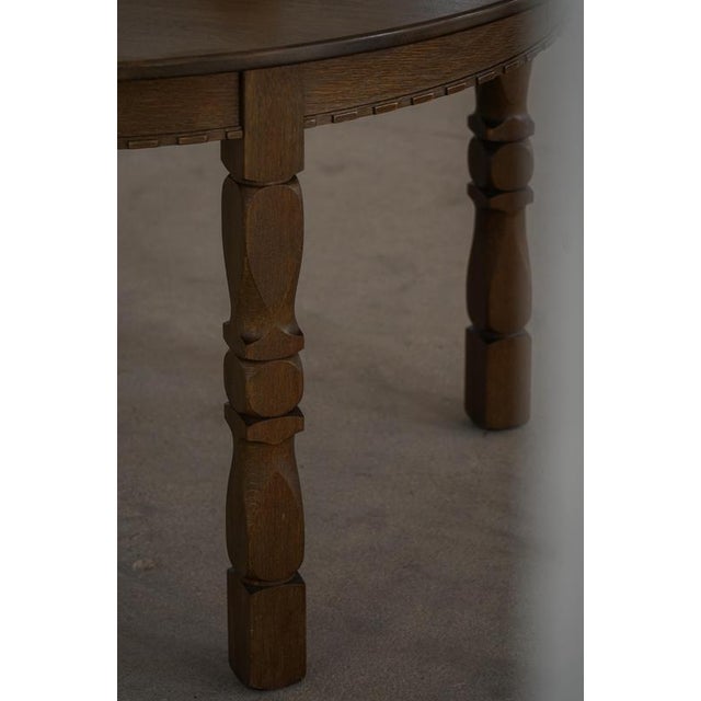 Mid-Century Danish Modern Round Extendable Dining Table in Oak by Henning Kjærnulf, 1960s For Sale - Image 17 of 18