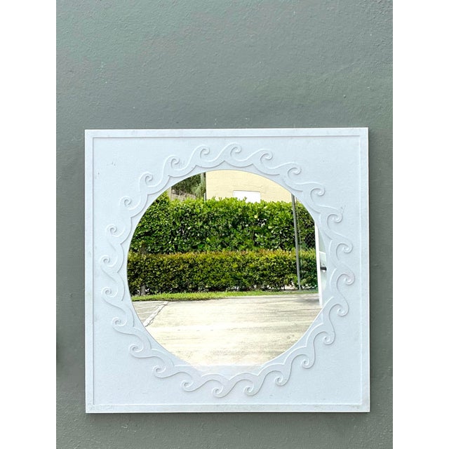 Vintage Wave Design Aluminum Mirror For Sale - Image 10 of 12