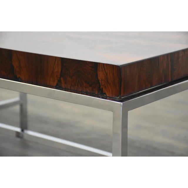 1970s Rosewood & Chrome Mid-Century Modern Coffee Table For Sale - Image 5 of 7