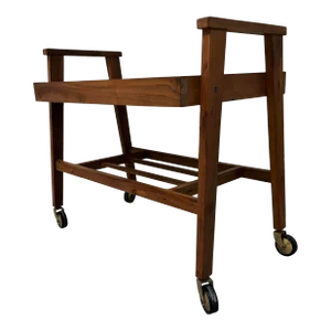 Vintage Mid Century Modern Danish Style Rolling Media Cart. Circa 1960s