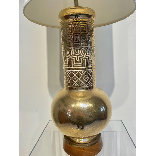 Westwood Lamps Gilded Hollywood Regency Table Lamp With Egyptian Revival Ceramic Heirogylph Motifs For Sale - Image 4 of 10