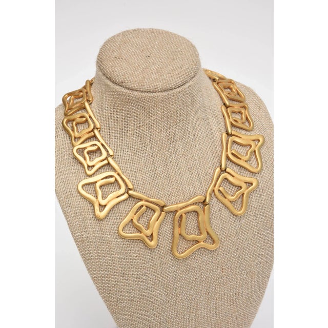 Vintage Gold Plated Sculptural Abstract Collar Necklace and Cuff Bracelet Set, Pair Of For Sale - Image 9 of 10