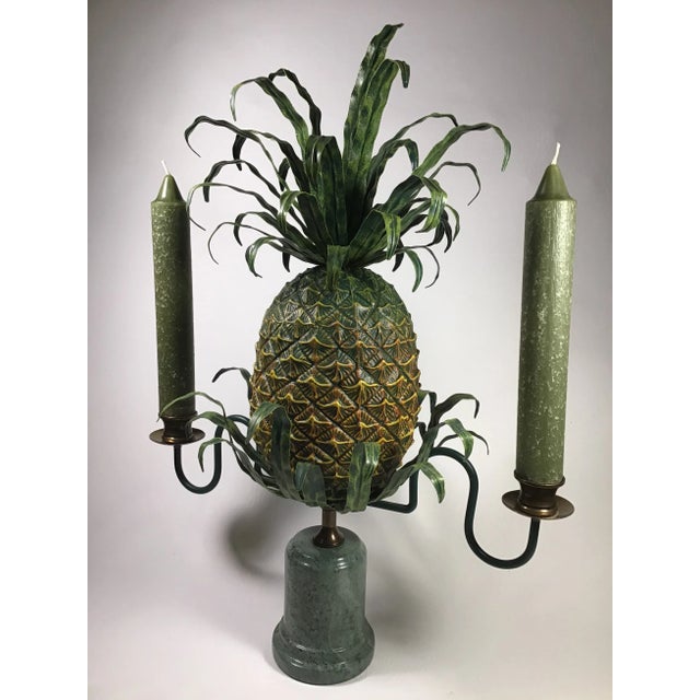Traditional 1990’s Petite Choses Pineapple Double Candelabra For Sale - Image 3 of 11