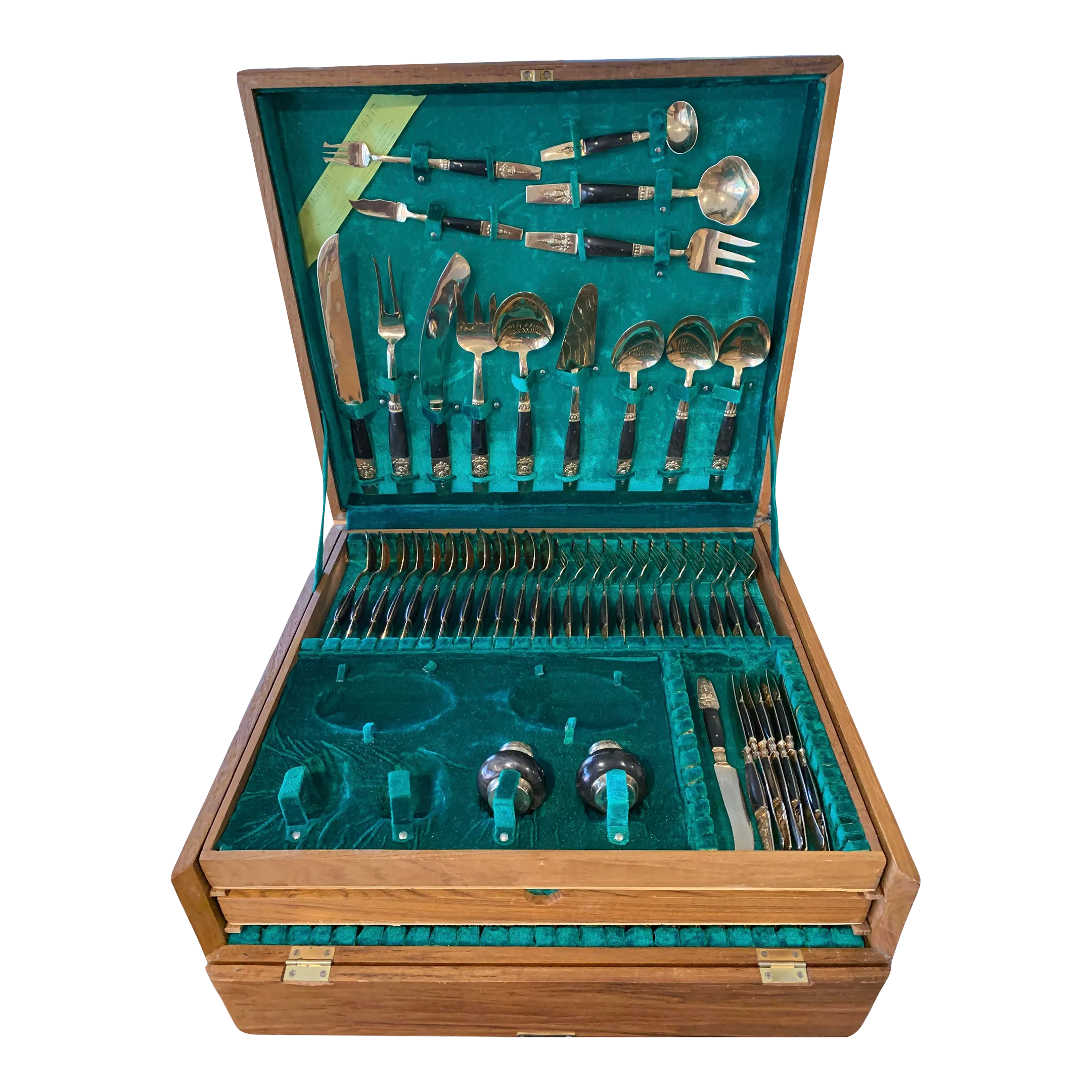 1960's Siam Thailand Rosewood & Brass Flatware Set - 132 Pcs