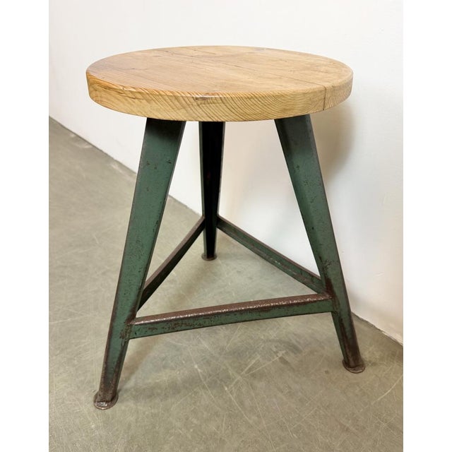 Industrial Green Workshop Stool, 1960s For Sale - Image 10 of 18
