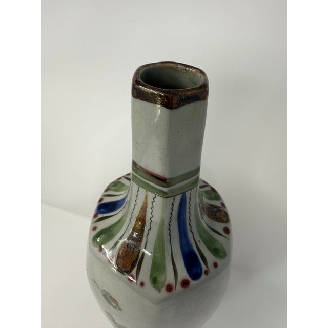 Mid 20th Century Monumental Mexican Tonalá Studio Pottery Vase – Hand Painted Birds & Botanical Motif, 17.5” For Sale - Image 12 of 12
