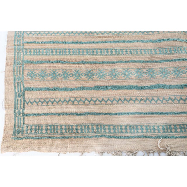 Early 21st Century Modern Warm Tan With Teal Striped Handmade Rug "Aquastria" by Doris Leslie Blau For Sale - Image 5 of 6