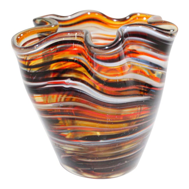 Mid 20th Century Murano Hand Blown Art Glass Vase Chairish