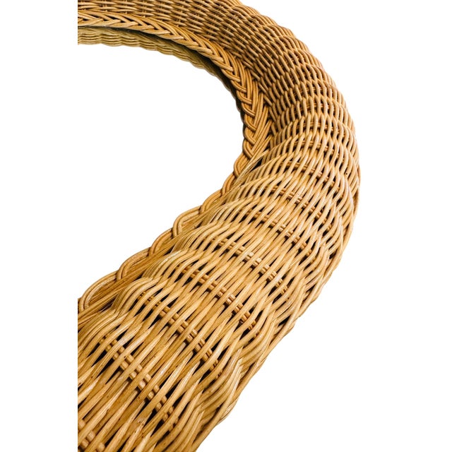 Vintage Oval Rattan Wall Mirror | 1980s Boho Coastal Wicker Frame | Large 29.75" High Accent Decor For Sale In Tampa - Image 6 of 13