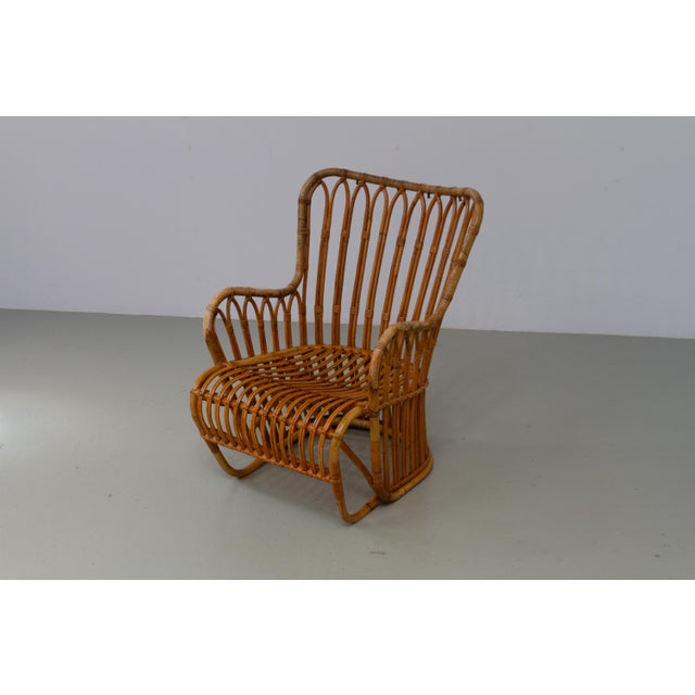 Danish Rattan Lounge Chair by Tove Kindt-Larsen for R. Wengler, 1940s For Sale - Image 17 of 18