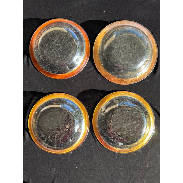 Contemporary Vintage Annieglass Roman Antique Bowls – 24k Gold Rim – Signed 1980s – 8.5” (Set of 4) For Sale - Image 3 of 7