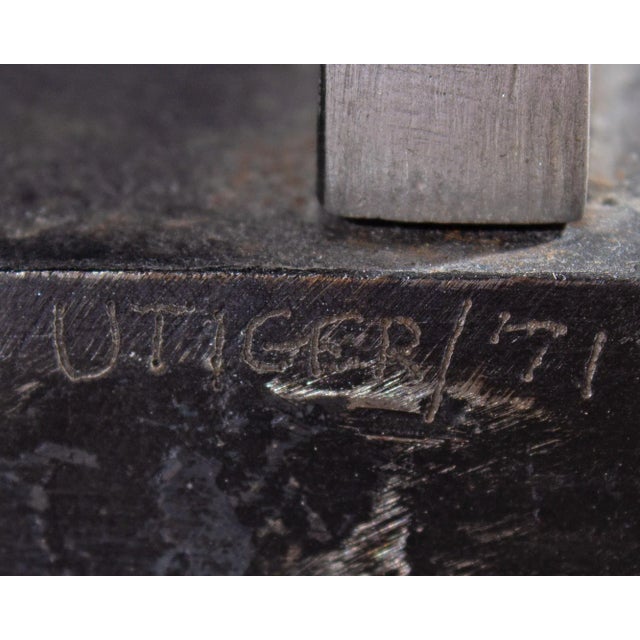 Utiger 1971 Signed Abstract Metal Sculpture For Sale - Image 10 of 10