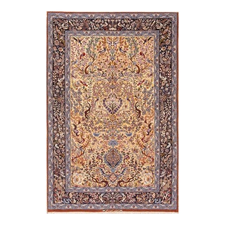 Mid 20th Century Persian Silk & Wool Isfahan Carpet For Sale