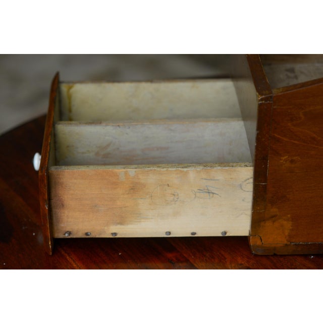 Vintage Primitive Wooden Large Hanging Fireside Candle Box Salt Box For Sale - Image 11 of 15