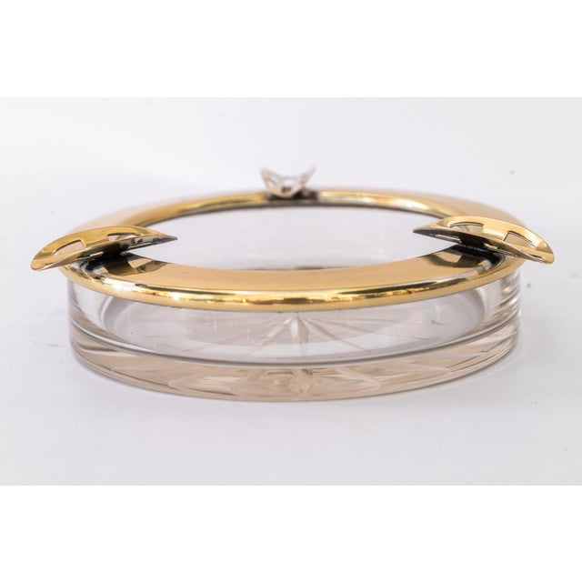 Art Deco Ashtray Brass and Cut Glass, 1920s For Sale - Image 3 of 14