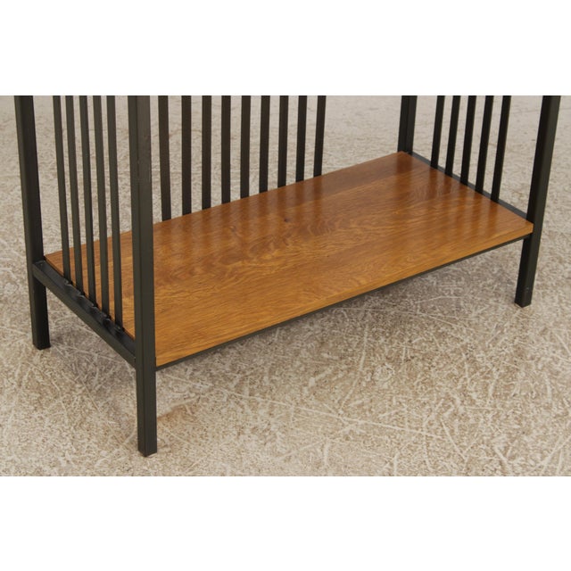 Stickley Oak 4 Tier Metal Bookshelf Bakers Rack For Sale - Image 13 of 17