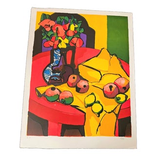 Gernot Kissel, Table with Fruit, 1970s, Lithograph For Sale