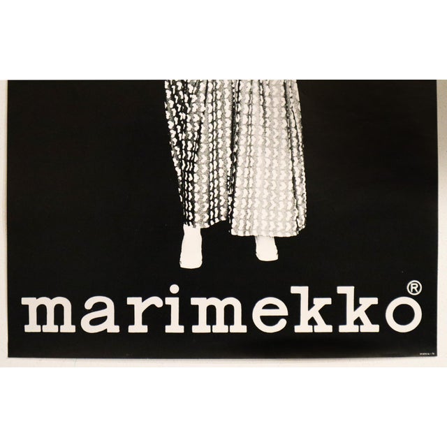 Mid-Century Modern 1960's Finnish Advertisement Poster - Marimekko (Woman in Dress, Black Background) For Sale - Image 3 of 5