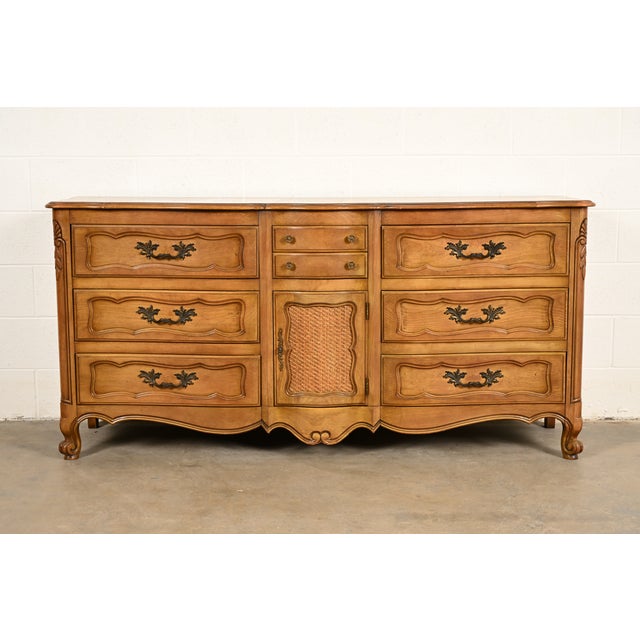 French Provincial Louis XV Carved Fruitwood Triple Dresser by Fancher Furniture, Circa 1960s For Sale - Image 16 of 16