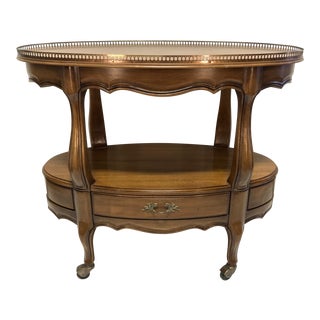 White Furniture Co French Provincial Rolling Tea Cart With Brass Gallery For Sale