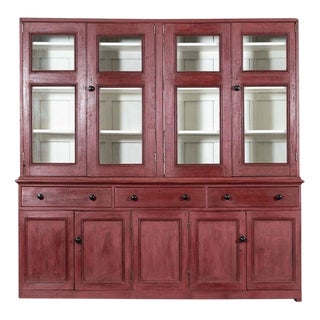 Large English Painted Glazed Pine Housekeeper's Cupboard, 1880 For Sale