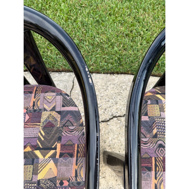 1980s Postmodern Italian Black Lacquer "Alvise" Dining Chairs by Pni - Set of 6 For Sale In West Palm - Image 6 of 12