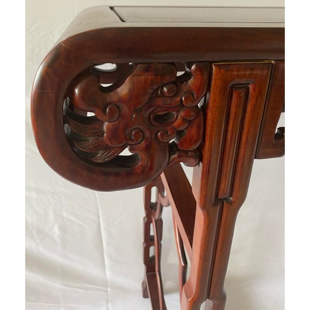 Contemporary Large Chinese Hand Carved Altar Table or Rosewood Console Table or Entry Table For Sale - Image 3 of 12