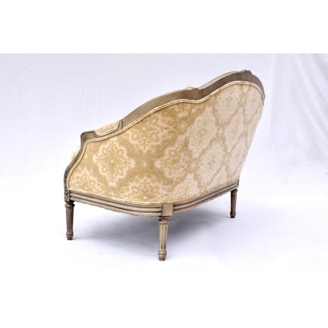 French Louis XvI Style Marquise Loveseat & Ottoman For Sale - Image 9 of 12
