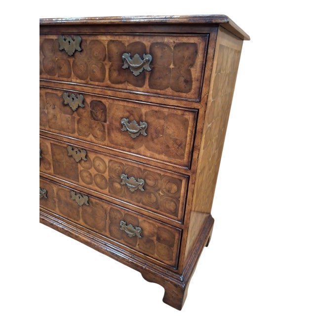 Brown William and Mary Style Oyster Veneer Chest of Drawers For Sale - Image 8 of 12