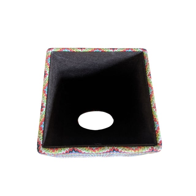 Missoni Style Multicolor Knit Chevron Tissue Box Cover For Sale - Image 13 of 13
