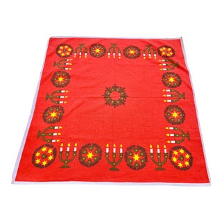 Vintage 1960’s Scandinavian Christmas Tablecloth For Sale