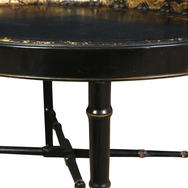 English Papier Mache Table on Faux Bamboo Stand For Sale - Image 4 of 4