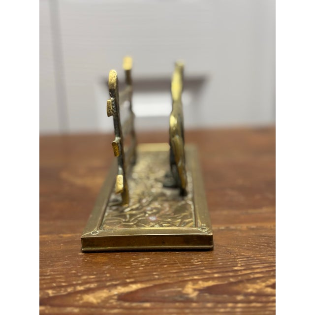 Mid 20th Century Vintage English Brass Horse Letter Rack For Sale - Image 5 of 8