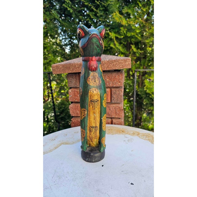 Green Vintage Wooden African Carved Frog Figurine, 1970s For Sale - Image 8 of 8