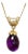 Checkerboard Amethyst Drop & Diamond Pendent/Necklace 14 Karat Yellow Gold Chain For Sale