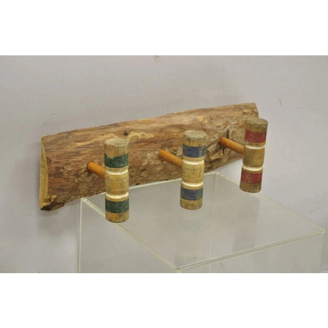 Vintage Farmhouse Croquet Mallet Repurposed Wall Hook Hat Coat Rack Shelf Holder For Sale - Image 10 of 10