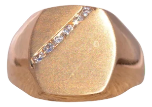 The Hilario: Gentlemen's Natural Diamond Signet Ring in Yellow Gold