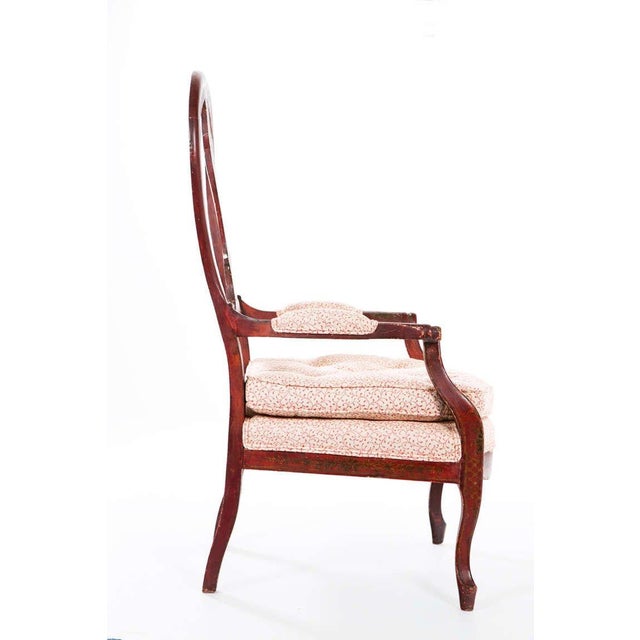 Circa 1860 Red Lacquered French Arm Chairs, a Pair For Sale In San Francisco - Image 6 of 11