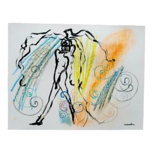 Abstract Painting by Erik Sulander on Paper, Signed.