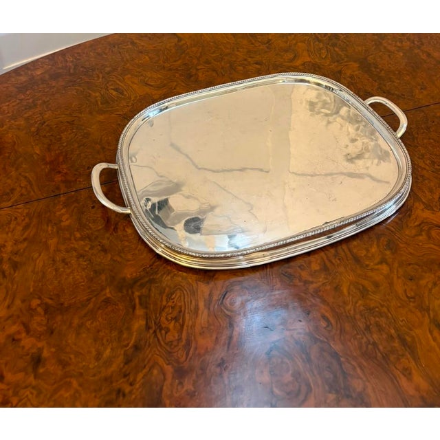 Antique Victorian Silver Plated Drinks Serving Tray with Handles, 1880 For Sale - Image 11 of 11