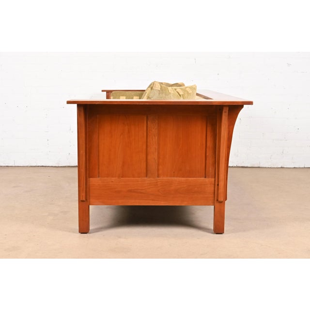 Wood Stickley Mission Arts and Crafts Cherry Wood Settle Sofa For Sale - Image 7 of 12