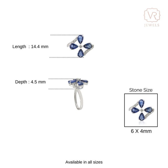 14k Gold 1.58 Ct Floral Sapphire Diamond Bypass Art Deco Ring Size 5 For Sale - Image 12 of 15