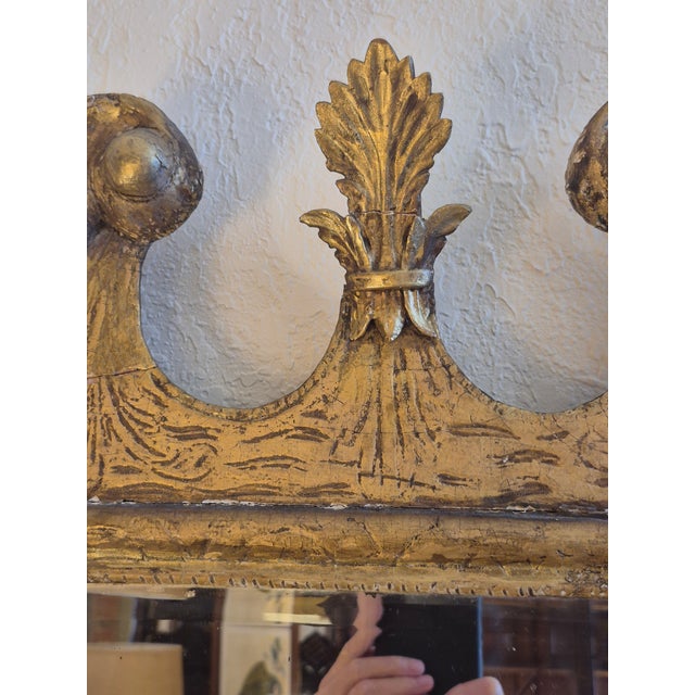 Late 18th Century Antique Georgian Carved and Gilt Neoclassical Wall Mirror For Sale - Image 5 of 6