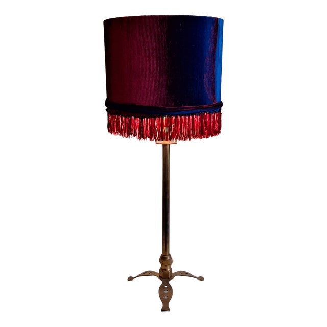 Vintage Table Lamp with Brass Base and Shade by Lamplove, 1970s For Sale