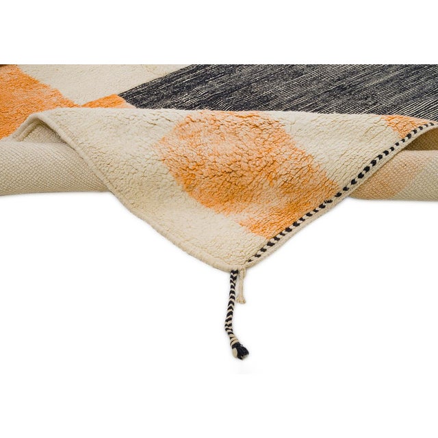 Abstract Hand-Knotted Moroccan Wool Rug | 9'7" X 6'8" | One of a Kind For Sale - Image 4 of 8
