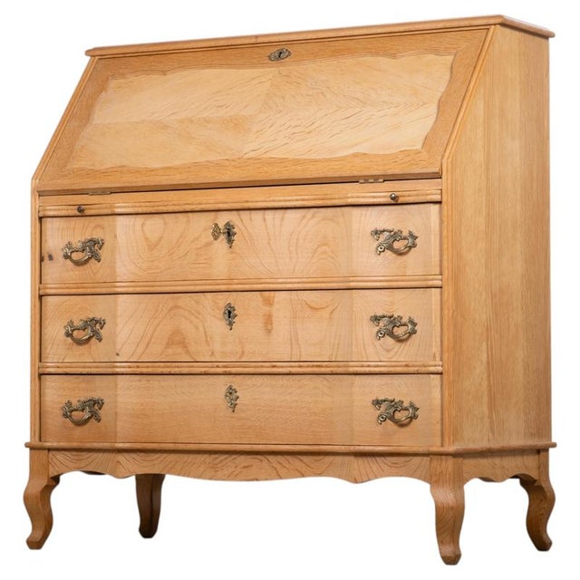 Mid-Century Danish Oak Drop-Front Secretary, 1960s For Sale - Image 13 of 13