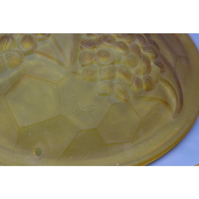 French Art Deco Frosted Amber Colored Pendant Light from ROS, 1930s For Sale - Image 10 of 18