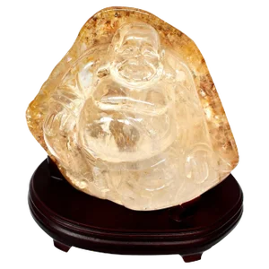 Gold Rutilated Crystal Happy Buddha Statue 7 Lb